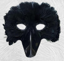 Máscara de pájaro de plumas negras hecha a mano con pico negro, ojos de lentejuelas, cuervo, máscara de animales de plumas de pájaro grande de Halloween - SACASUSA
