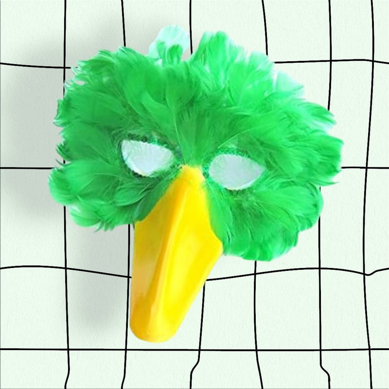 Máscara de pájaro de plumas verdes hecha a mano con pico amarillo para disfraz de Halloween fiesta de cosplay adultos mujeres hombres pájaro grande - SACASUSA