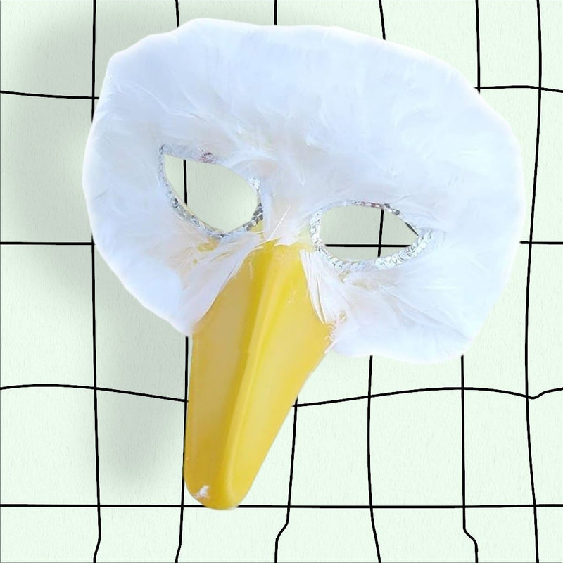 Máscara grande de plumas blancas para adultos, máscara de plumas de pájaro grande para hombres o mujeres, accesorios divertidos para disfraces de Halloween - SACASUSA
