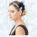 Negro Plata Vintage Inspirado El Gran Gatsby Rhinestone con cuentas Diadema 1920 tocado Flapper Pluma Nupcial Boda Art Déco Tocado - SACASUSA