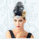 Negro Plata Vintage Inspirado El Gran Gatsby Rhinestone con cuentas Diadema 1920 tocado Flapper Pluma Nupcial Boda Art Déco Tocado - SACASUSA