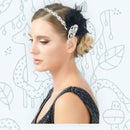 Negro Plata Vintage Inspirado El Gran Gatsby Rhinestone con cuentas Diadema 1920 tocado Flapper Pluma Nupcial Boda Art Déco Tocado - SACASUSA