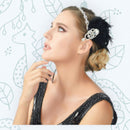 Negro Plata Vintage Inspirado El Gran Gatsby Rhinestone con cuentas Diadema 1920 tocado Flapper Pluma Nupcial Boda Art Déco Tocado - SACASUSA