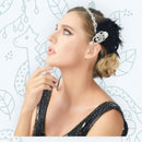 Negro Plata Vintage Inspirado El Gran Gatsby Rhinestone con cuentas Diadema 1920 tocado Flapper Pluma Nupcial Boda Art Déco Tocado - SACASUSA