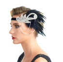 Negro Plata Vintage Inspirado El Gran Gatsby Rhinestone con cuentas Diadema 1920 tocado Flapper Pluma Nupcial Boda Art Déco Tocado - SACASUSA