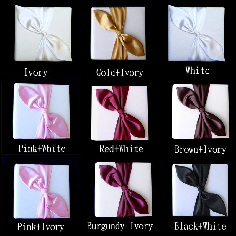 Nudo de amor nupcial, lazo de satén, Álbum de fotos, accesorios de boda, regalos, favores, marfil, blanco, negro, marrón, rojo, rosa, Borgoña, fotografá­a de vino - SACASUSA