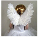 Nuevas alas de ángel de hadas blancas de plumas pequeñas con Halo gratis para niños niñas disfraz de Halloween tamaño de fiesta 18x13 pulgadas - SACASUSA