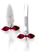 Nupcial Amor Nudo Satén Arco Pastel Cuchillo Servidor Set Accesorios de Boda Regalos Favores Marfil Blanco Negro Marrón Rojo Rosa Borgoña Vino Fotografá­a - SACASUSA
