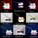 Nupcial Amor Nudo Satén Arco Pluma Set Soporte Accesorios de Boda Marfil Blanco Negro Marrón Rojo Rosa Claro Borgoña Vino Plata Oro Tono Pluma - SACASUSA