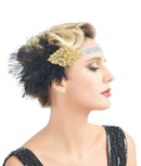 Oro Negro Plata Pluma Vintage Inspirado El Gran Gatsby Rhinestone Cristales Diadema 1920s tocado Flapper Boda Nupcial Art Déco - SACASUSA