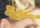 Oro Vintage inspirado El gran Gatsby Rhinestone con cuentas diadema 1920 tocado Flapper negro pluma nupcial tocado de boda Art Déco - SACASUSA