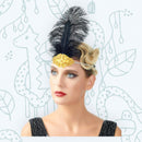 Oro Vintage Pluma El Gran Gatsby Rhinestone con cuentas Diadema 1920 tocado Flapper Pluma Negra Halloween Cosplay Tocado Art Déco - SACASUSA
