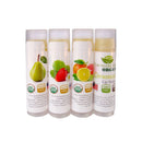 Paquete de 4 bálsamos labiales orgánicos certificados por USDA. 100% orgánico Todos los sabores naturales Pera Fresa Limonada cá­trica y cera de abejas original Sin parabenos - SACASUSA