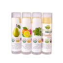 Paquete de 4 bálsamos labiales orgánicos certificados por USDA. 100% orgánico vegano Todos los sabores naturales Pera, menta, cá­tricos, vainilla Chapstick Sin parabenos Sin OGM - SACASUSA