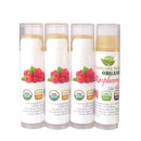 Paquete de 4 bálsamos labiales orgánicos certificados por USDA. Cavegirl Mine Sabor Frambuesa Orgánico Vegano. Hecho en EE.UU. Libre de parabeno. Reparar labios secos y agrietados - SACASUSA