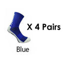 Paquete de 4 pares de calcetines antideslizantes de fútbol premium para hombres y mujeres, calcetines de fútbol transpirables, calidad de agarre corto deportivo, amarillo, verde, blanco, negro, rojo y azul - SACASUSA