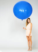 Paquete de 5 globos redondos de látex gruesos de 36 pulgadas, color azul, para baby shower, revelación de género, cumpleaños, boda, compromiso, decoración del hogar - SACASUSA