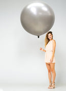 Paquete de 5 unidades redondas de 36 pulgadas, color plateado, para Halloween, globos gigantes de látex gruesos, baby shower, género, revelación, cumpleaños, boda, compromiso, decoración de fiesta - SACASUSA