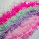 Paquete de 6 piezas de color rosa claro, lavanda, morado, verde menta, blanco, peso ligero, 45 gramos cada boas de plumas de pavo Chandelle, recuerdos de fiesta de cumpleaños para niños - SACASUSA