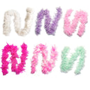 Paquete de 6 piezas de color rosa claro, lavanda, morado, verde menta, blanco, peso ligero, 45 gramos cada boas de plumas de pavo Chandelle, recuerdos de fiesta de cumpleaños para niños - SACASUSA