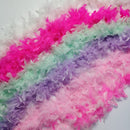 Paquete de 6 piezas de color rosa claro, lavanda, morado, verde menta, blanco, peso ligero, 45 gramos cada boas de plumas de pavo Chandelle, recuerdos de fiesta de cumpleaños para niños - SACASUSA