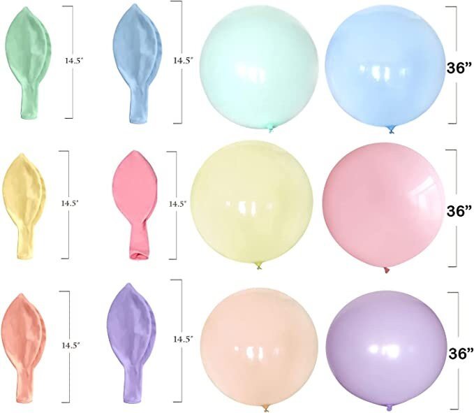 Paquete redondo de 36 pulgadas, 6 unidades, colores mezclados, globos gigantes de látex gruesos para Halloween, Baby Shower, género, revelación, decoración para fiesta de cumpleaños, boda - SACASUSA