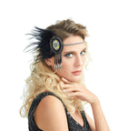 Pluma negra colgante Boho tocado nupcial nativo americano indio trenzado diadema BoHo Festival de bodas gitano hippie azul cuenta - SACASUSA