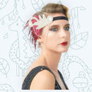 Pluma roja plata vintage inspirado el gran Gatsby Rhinestone con cuentas diadema 1920 tocado Flapper novia boda Art Déco tocado - SACASUSA