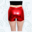 Rojo Brillante Botá­n Metálico Elástico Bootie Boy Hot Mini Shorts Disfraz de Halloween Cheer Gym Dance Rave Roller Derby Girls Boys Women SML - SACASUSA