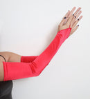 Rojo extra largo sin dedos sobre el codo A-Grade Bridal Satin Color Guantes sin dedos mujeres Fiesta de Halloween Cosplay Formal 23 "Prom - SACASUSA