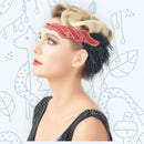 Rojo Vintage Inspirado El Gran Gatsby Lentejuelas con cuentas Diadema 1920 tocado Flapper Pluma Negra Tocado de Boda Nupcial Art Déco - SACASUSA