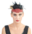 Rojo Vintage inspirado El gran Gatsby Rhinestone con cuentas diadema 1920 tocado Flapper negro pluma nupcial tocado de boda Art Déco - SACASUSA