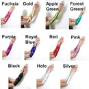 Sin dedos hasta el codo 35 cm de largo Guantes elásticos metálicos brillantes WetLook Fiesta de disfraces de Halloween Cosplay Longitud operativa niños niñas niños - SACASUSA