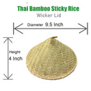 Tapa de mimbre de bambú de arroz pegajoso tradicional de repuesto únicamente: hecha a mano "Ajuste universal para todas las cestas redondas y de ala grandes" Auténtico tailandés - SACASUSA
