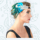 Turquesa azul pluma plata vintage inspirado el gran Gatsby Rhinestone con cuentas diadema 1920 tocado Flapper novia boda Art Déco - SACASUSA