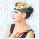 Verde Vintage Inspirado El Gran Gatsby Lentejuelas con cuentas Diadema 1920s Tocado Flapper Pluma Negra Tocado de Boda Nupcial Art Déco - SACASUSA