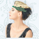Verde Vintage Inspirado El Gran Gatsby Lentejuelas con cuentas Diadema 1920s Tocado Flapper Pluma Negra Tocado de Boda Nupcial Art Déco - SACASUSA