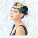 Verde Vintage inspirado El gran Gatsby Rhinestone con cuentas diadema 1920 tocado Flapper negro pluma novia tocado de boda Art Déco - SACASUSA