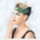 Verde Vintage inspirado El gran Gatsby Rhinestone con cuentas diadema 1920 tocado Flapper negro pluma novia tocado de boda Art Déco - SACASUSA