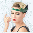 Verde Vintage inspirado El gran Gatsby Rhinestone con cuentas diadema 1920 tocado Flapper negro pluma novia tocado de boda Art Déco - SACASUSA