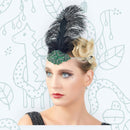Verde Vintage Pluma El Gran Gatsby Rhinestone con cuentas Diadema 1920 tocado Flapper Pluma Negra Halloween Cosplay Tocado Art Déco - SACASUSA