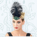 Verde Vintage Pluma El Gran Gatsby Rhinestone con cuentas Diadema 1920 tocado Flapper Pluma Negra Halloween Cosplay Tocado Art Déco - SACASUSA