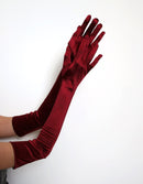 Vino borgoña extralargo 23 pulgadas sobre el codo Guantes de satén nupciales de grado A Fiesta de Halloween Cosplay Formal Años 20 Longitud operativa Baile rugiente - SACASUSA