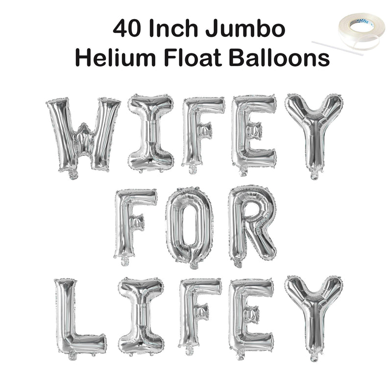 WIFEY FOR LIFEY 40 "letra Globos gigantes Banner de boda Banner de despedida de soltera Globo de compromiso Decoración de despedida de soltera Guirnalda de fiesta de Bach Divertida - SACASUSA