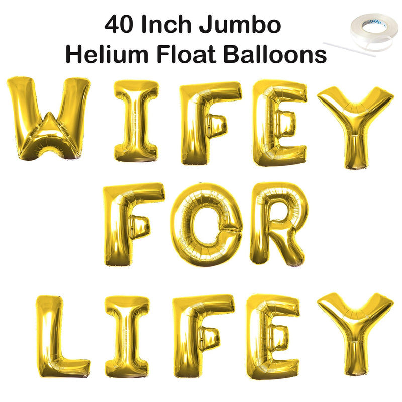 WIFEY FOR LIFEY 40 "letra Globos gigantes Banner de boda Banner de despedida de soltera Globo de compromiso Decoración de despedida de soltera Guirnalda de fiesta de Bach Divertida - SACASUSA
