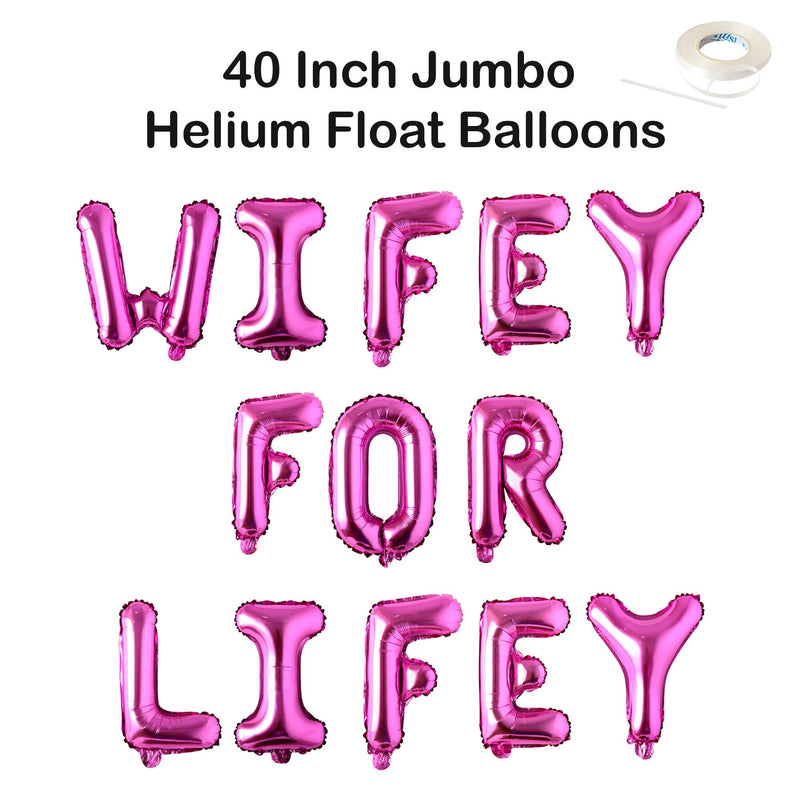 WIFEY FOR LIFEY 40 "letra Globos gigantes Banner de boda Banner de despedida de soltera Globo de compromiso Decoración de despedida de soltera Guirnalda de fiesta de Bach Divertida - SACASUSA