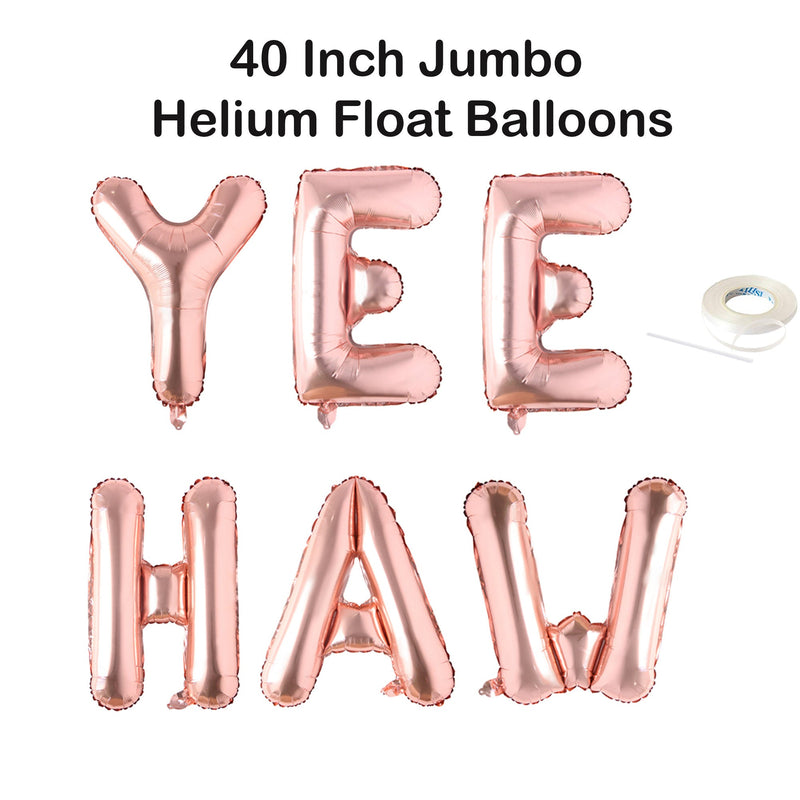 YEE HAW – Pancarta de letras gigantes de 40 pulgadas – rosa, oro rosa, plata, negro decoración globo despedida de soltera despedida de soltera favores de fin de semana - SACASUSA